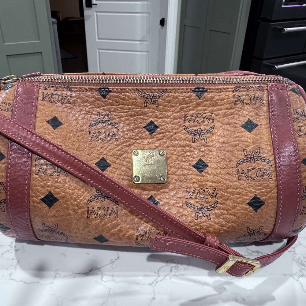MCM Cognac Barrel Bag